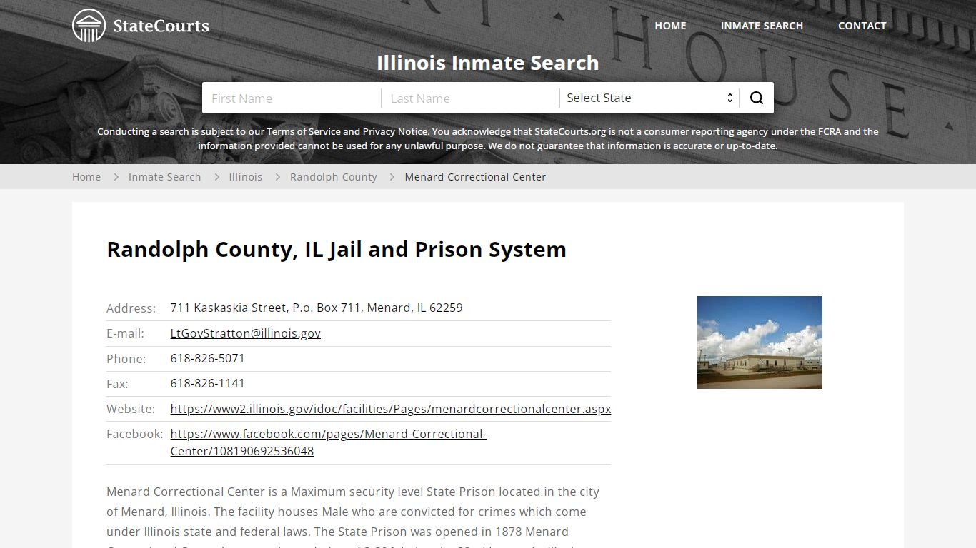 Menard Correctional Center Inmate Records Search, Illinois - StateCourts